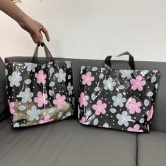 透明加厚好看的花朵塑料女装衣物服装店用手提袋子包装购物礼品带