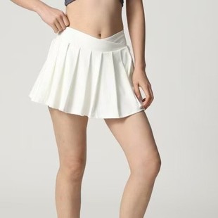 Outdoor Tennis Skirt for Women, Two-Piece Anti-Exposure, Tummy Control, High-Waisted, Pocketed Pleated Skirt, Yoga Sports Fitness Short Skirt for Women