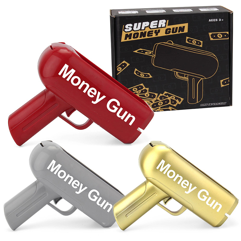 Nuevo oro eléctrico pistolas de pulverización de dinero MoneyGun pistolas de pulverización de dinero juguetes pistolas de billetes pistolas de juguetes