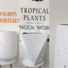 厂家批发北欧多彩仿石纹水泥花盆简约创意大镁泥花盆F10-F19系列