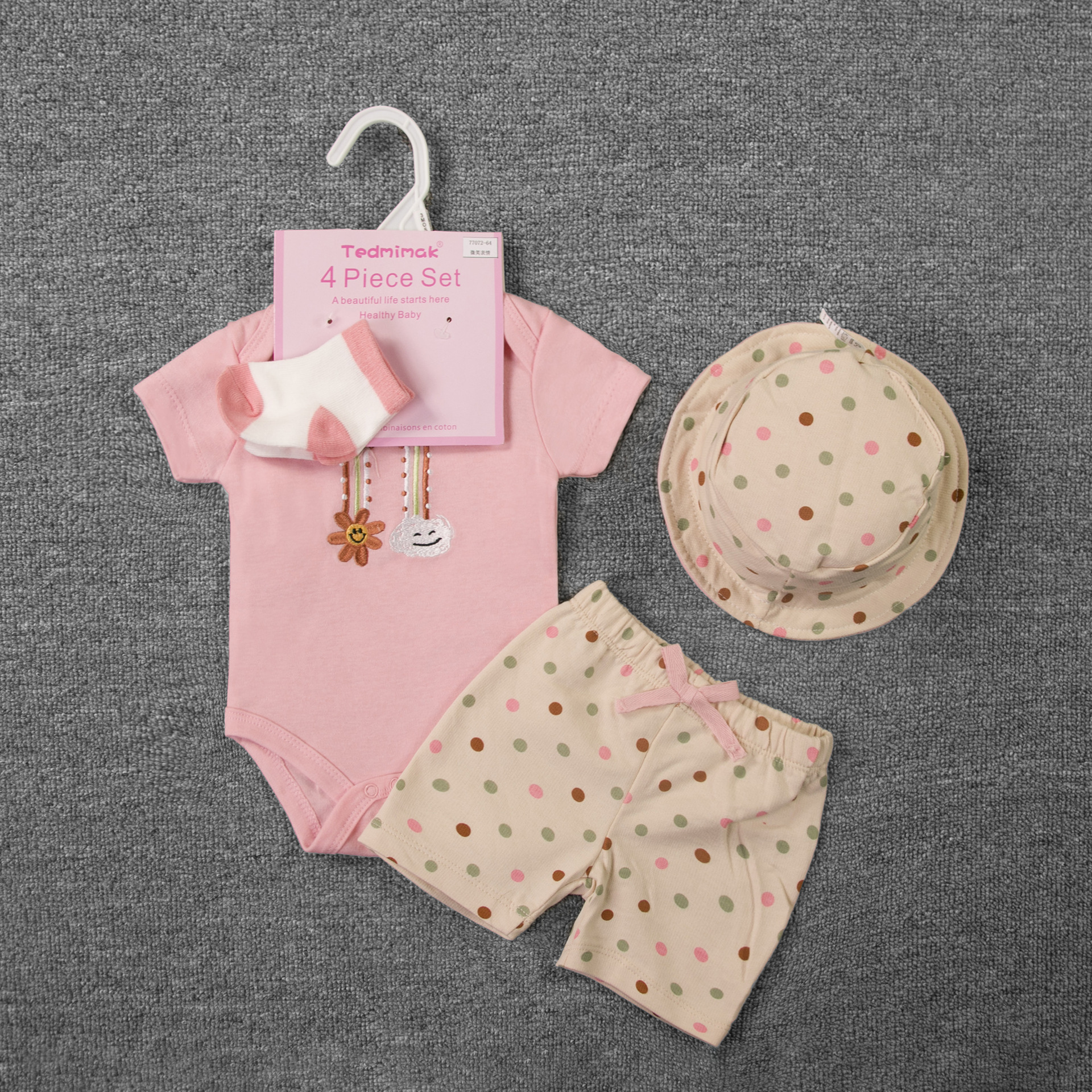 Comercio exterior chaleco de bebé de verano para hombres y mujeres con tres piezas con sombrero, ropa de trepa, ropa de bebé de verano delgada