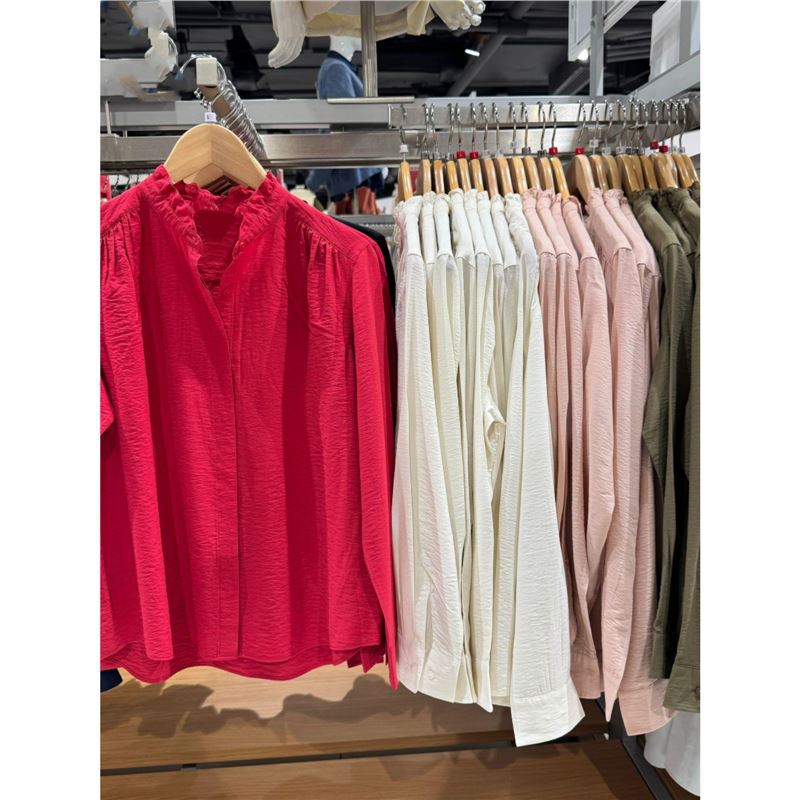 Shiye Women's Lotus Leaf Collar Shirt Long-Sleeved Cardigan Casual All-Match Shirt Thin Jacket Spring New Style 475671