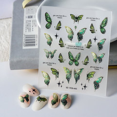 Nail sticker with embossed cut-out butterfly, gradient, retro, popular, Baroque, iridescent, new technology, aurora embossed sticker pattern