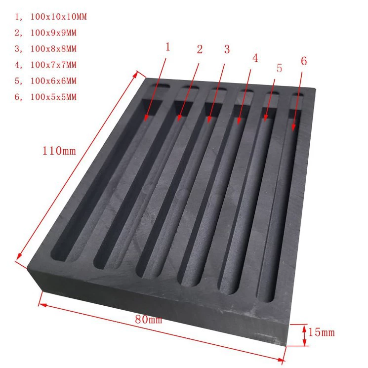 Многодырчатый графитовый масляный бак, длинная полоса, масляный бак с несколькими спецификациями, литье под давлением слитков золота и серебра, три высоких графита