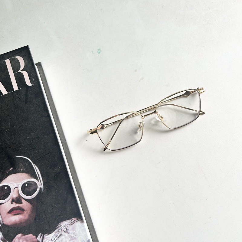 2024年新作GMメタルメガネフレーム、男性用、タン・ジアンと同じスタイル、女性用シルバースクエアスターメガネフレーム、度付き対応可能