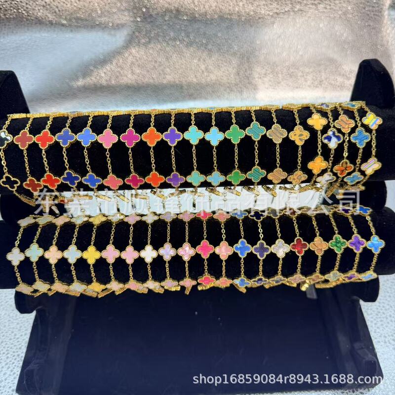Cross-border bestseller: Double-sided laser four-leaf clover bracelet for women, titanium steel five-flower four-leaf clover non-fading bracelet, factory wholesale Cross-border bestseller: Double-sided laser four-leaf clover bracelet for women, titanium steel five-flower four-leaf clover non-fading bracelet, factory wholesale