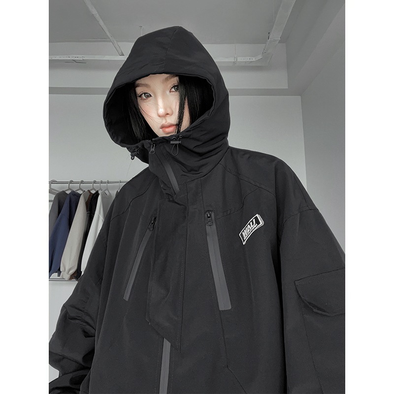 Chaqueta de estilo americano hombres primavera y otoño moda todo fósforo chaqueta funcional con capucha suelta marca de moda ins chaqueta de ropa de trabajo al aire libre