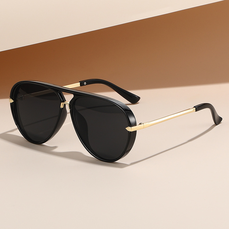 1707 New Cross-Border Double-Bridge Sunglasses for Men and Women, European and American Fashion Aviator Style, Same Model as on Xiaohongshu, Driving Sunshade Glasses