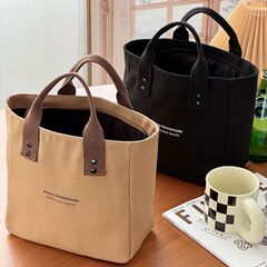 厚手のキャンバスバッグ日本式純色手提げ学生用の特包通勤マミー弁当弁当箱バッグ