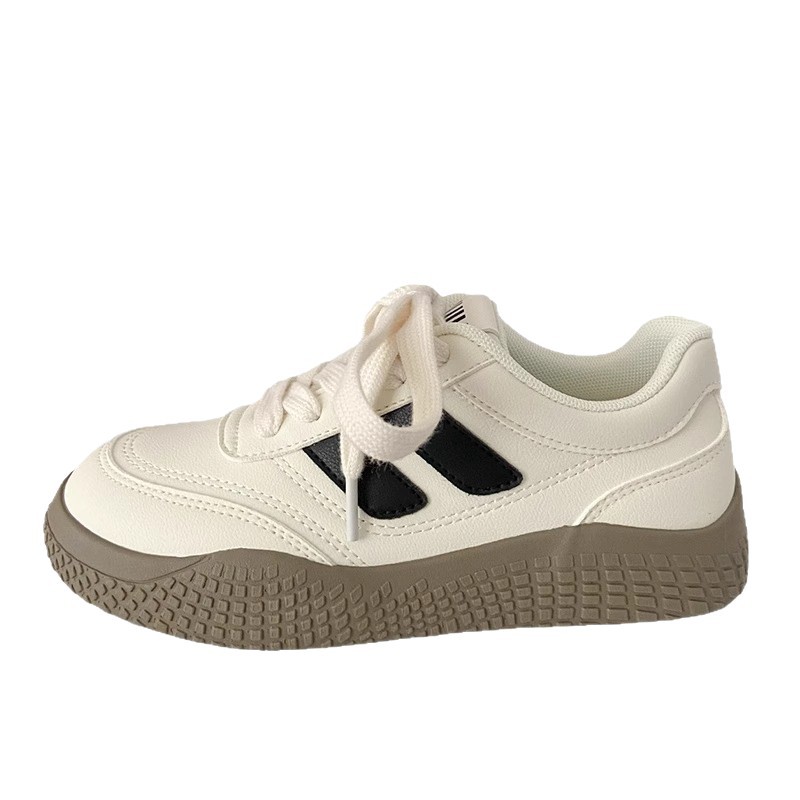 Zapatos blancos de suela gruesa de Dexun, otoño de 2025, nuevos zapatos de mujer de moda, nicho universal, zapatos de skate de altura baja para mujeres.