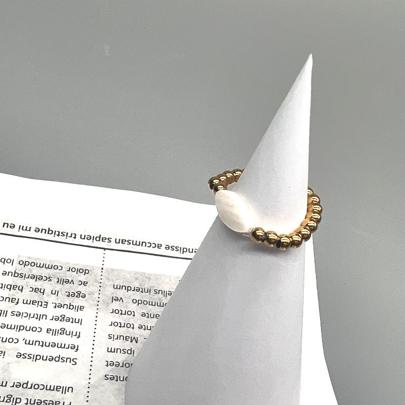 Fashion Heart Shape Flower Stainless Steel Inlay Shell Rings 1 Piece