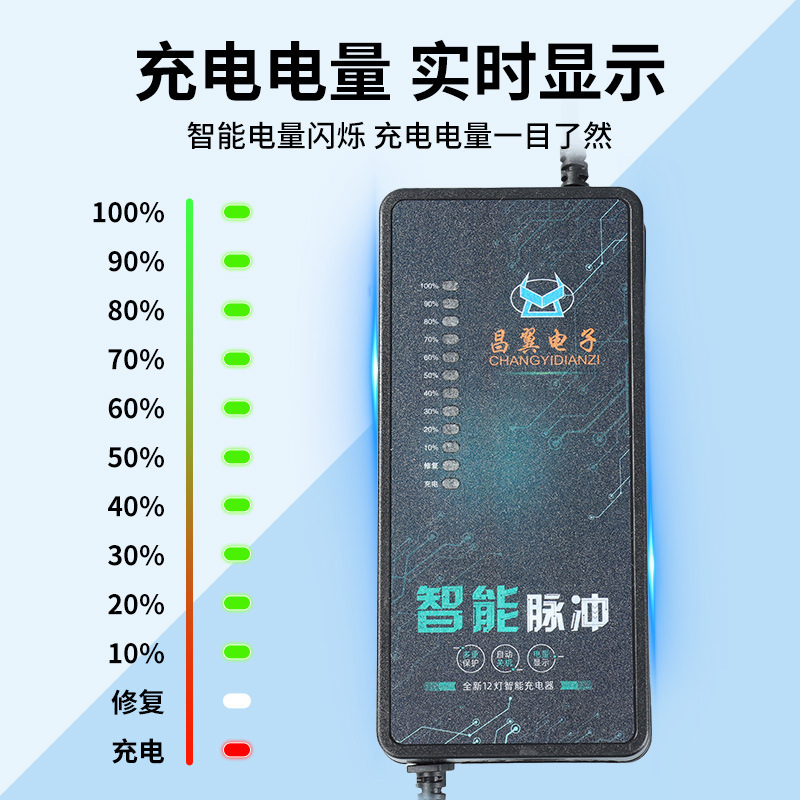 电动车充电器72V20AH 充电器 反接保护充满关机 温度保护12灯电量|undefined