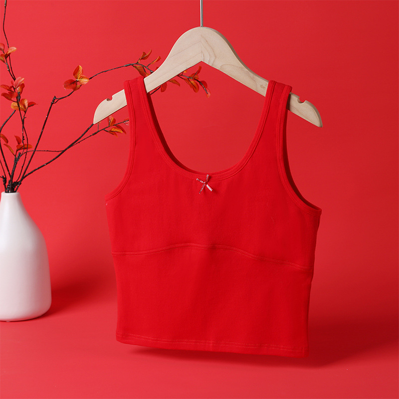 Girls' Birth year underwear suit girls' bright red development period pure cotton vest Primary School Birth year underwear girls'