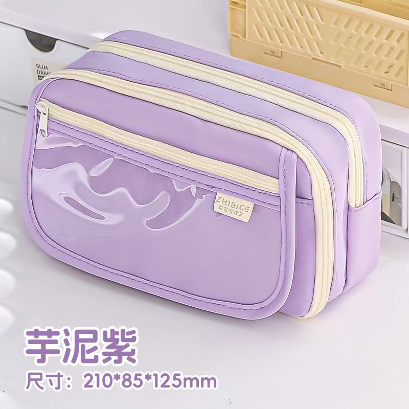 Estuche para lápices transparente para niñas 2024 nueva caja de papelería de gran capacidad para estudiantes de escuela primaria de secundaria, caja de lápices de alto valor para niñas