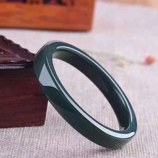 Xinjiang Hetian Jade jade bracelet women's dark green jade square classical jade bracelet beautiful jade flat square New bracelet