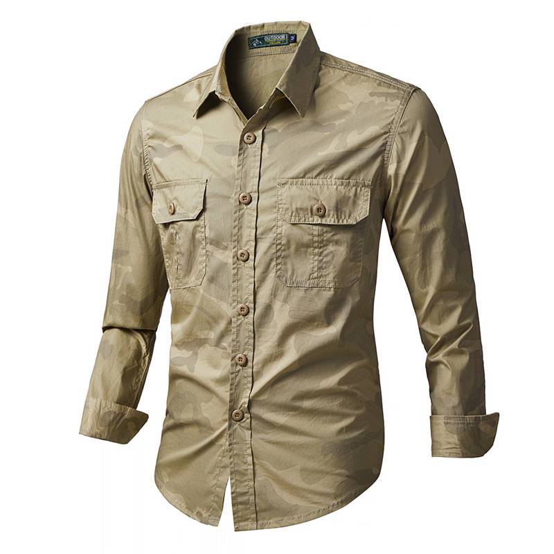 2023 primavera y otoño camisa europea y americana camisa de mangas largas camisa de camisa de camuflaje transfronteriza chaqueta de hombre chaqueta superior