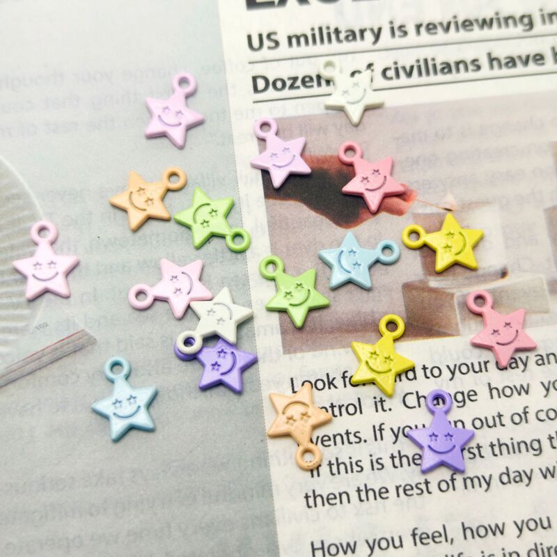 Dopamine Candy Color Smile Star Five-pointed Star DIY Alloy Paint Accessories Bracelet Mobile Phone Chain Bead Jewelry
