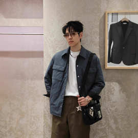 南油跨境外贸高品质dio迪家26ss早春补丁刺绣绗缝藤格纹棉衣外套