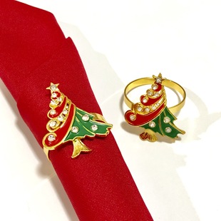 Temu Cross-Border Christmas Tree Napkin Ring Hotel Table Napkin Ring Hotel Decorative Napkin Buckle Manufacturer Wholesale