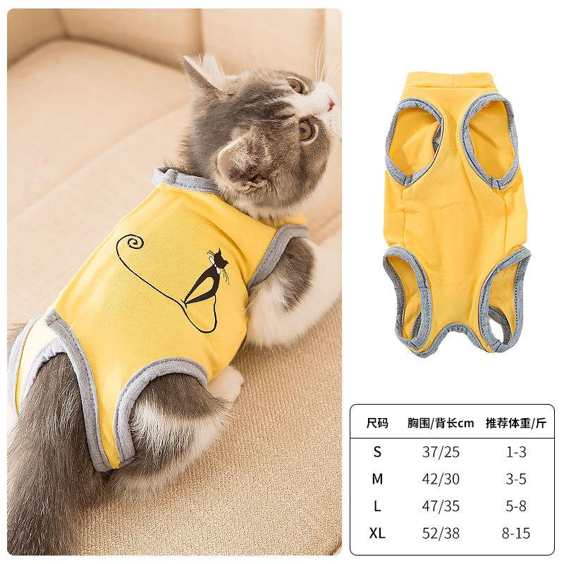 Ropa de gato ropa de verano anti-lamer esterilización suministros para mascotas gato hembra destete ropa delgada transpirable ropa para mascotas en stock