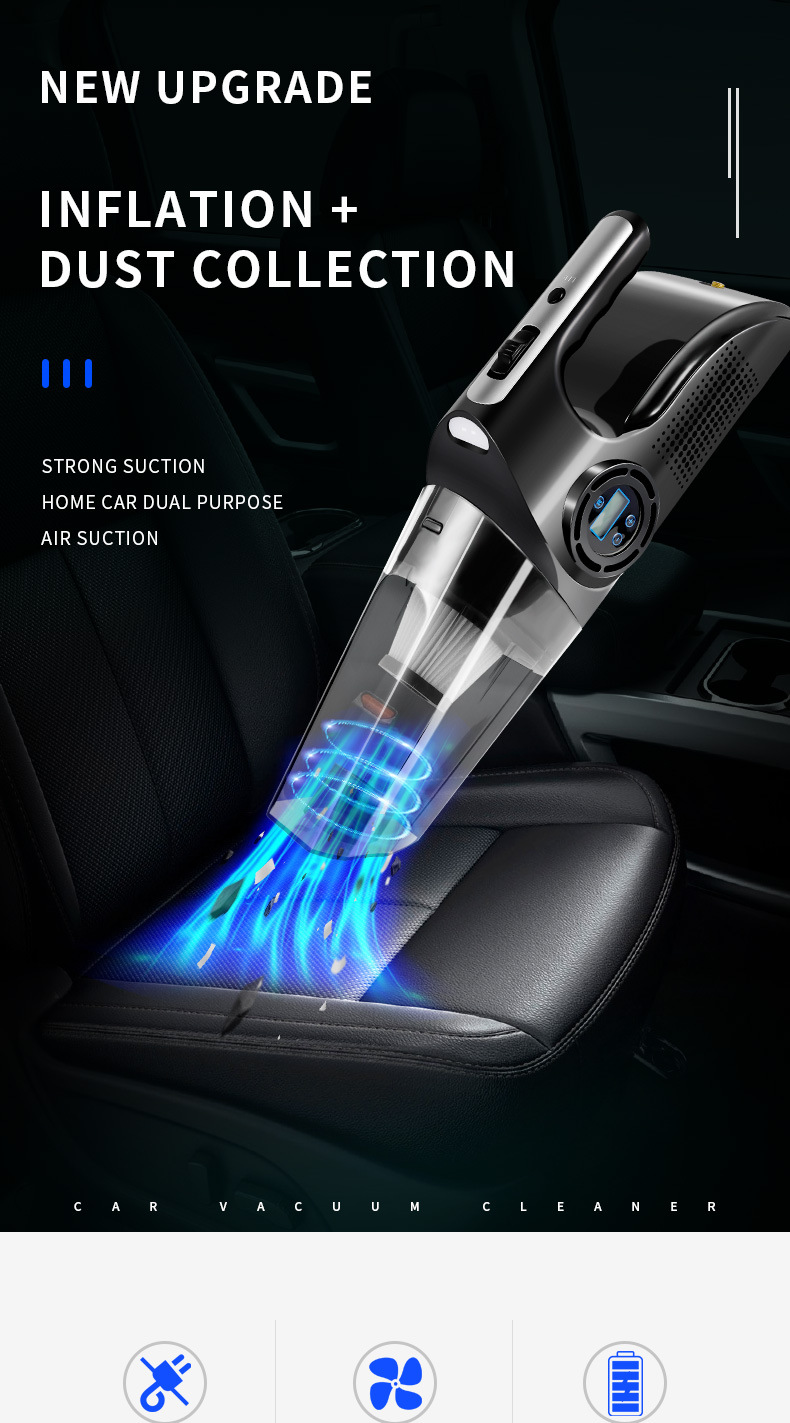 Car Vacuum Cleaner, Air Pump, Multifunctional Four-In-One Car Wireless Handheld, Home Wireless Portable