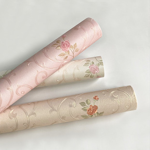 European-style pastoral small floral wallpaper cozy bedroom living room Beauty Salon TV background wall decoration embossed wallpaper