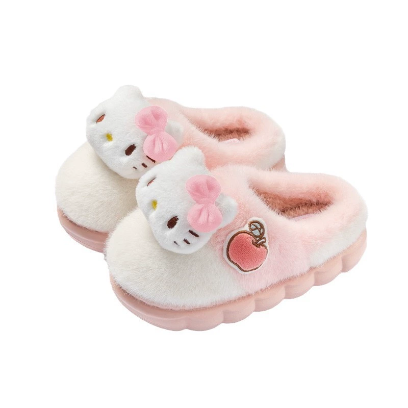 Детские демисезонные тапочки Sanrio (Hello Kitty & friends), семейный стиль плюшевые внутри, размеры 30–41