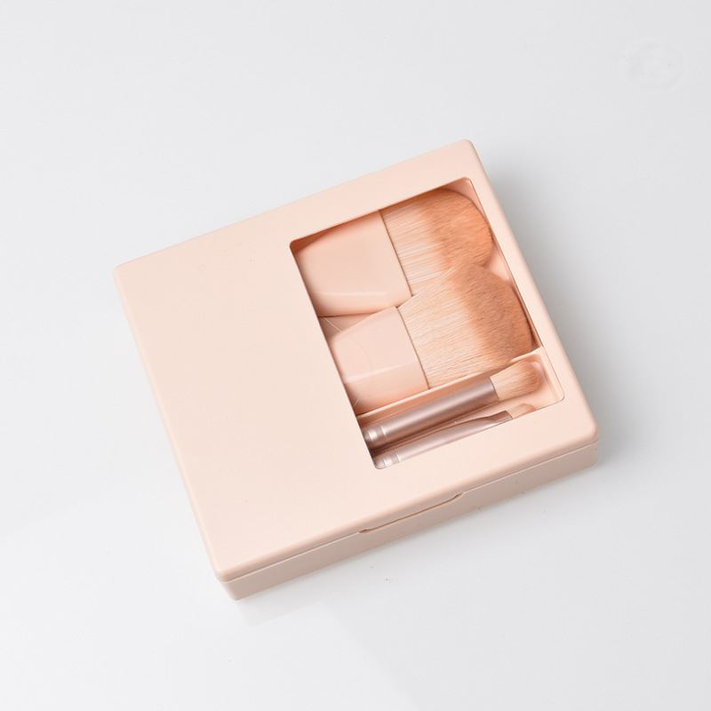 Nuevo juego de pinceles de maquillaje de viaje con espejo, cepillo de sombra de ojos en polvo suelto de lana suave, venta directa de fábrica portátil