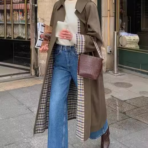 Women's Clothing Fashion long lapel button windbreaker jacket women's autumn and winter temperament elegant commuter jacket_voghion.com