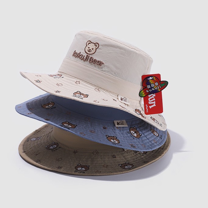 Sombreros para bebés primavera y otoño para niños sombreros delgados sombreros super bonitos osos sombreros para bebés sombreros de pescadores para niños coreanos