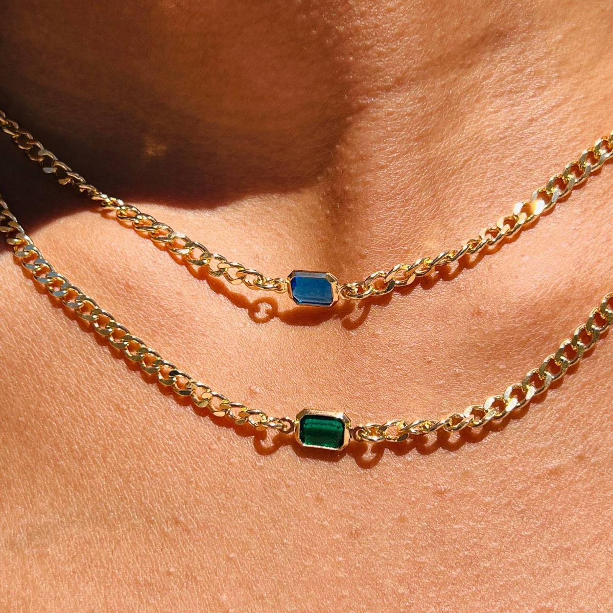 Collar de Corazón con Cadena Cubana, Bañado en Oro