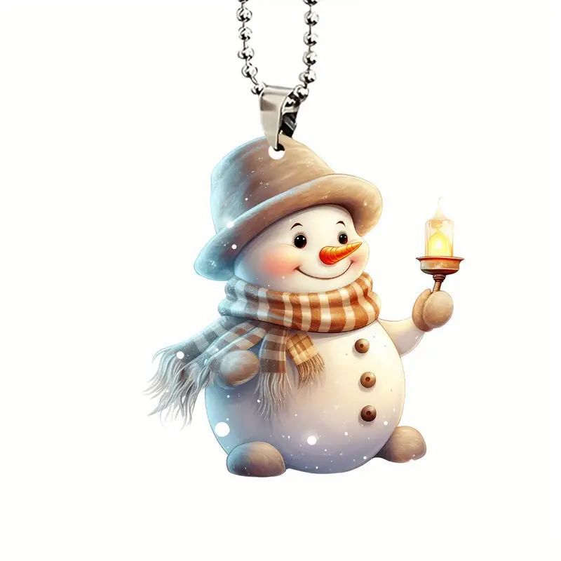 Creativo nuevo lindo muñeco de nieve colgante acrílico plano transfronterizo colgante de espejo retrovisor interior colgante mochila image 6
