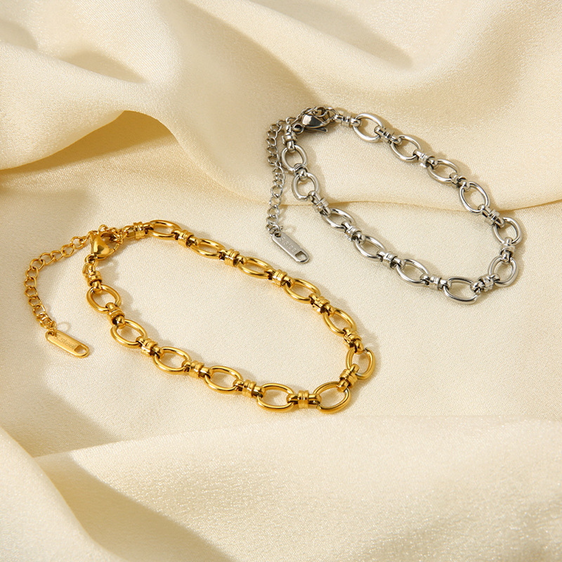 Casual, Daily Occasion Simple Style Solid Color 304 Stainless Steel 18K Gold Plated Bracelets