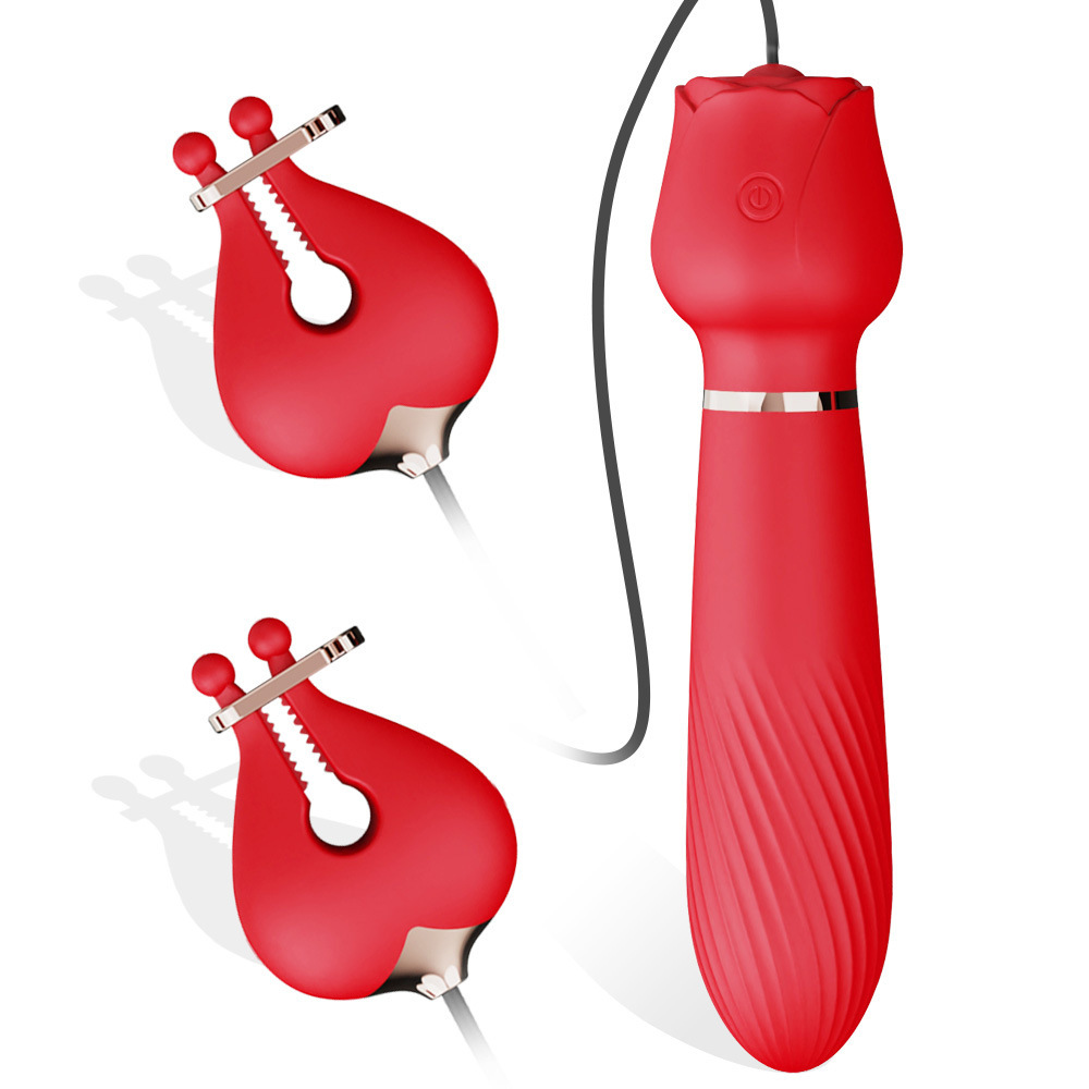 Hot-selling vibrating breast clamp, rose vibrator, AV stick, massage stick for women, female body masturbation device, female vibrator