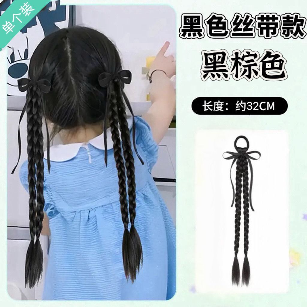 Cinta de lazo para niños Cola de caballo Estilo de ballet Pelo falso Trenzas largas Niña performance Tombro trenzado trenzado