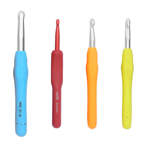 Household handmade DIY solid crochet TPR silicone soft handle single-head crochet wool bag metal aluminum crochet hook