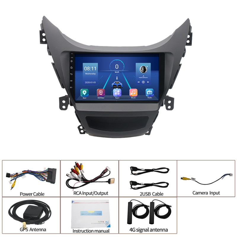 Suitable for modern 11-13 overseas Elantra Android navigation 4+64 player mp5 with built-in Carplay