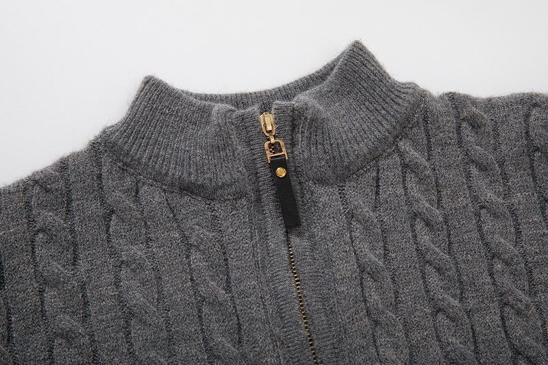 Men's Knitted Sweater With Half Zip And High Collar For Men_voghion.com