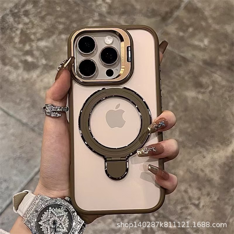 Suitable for Iphone16Promax Mobile Phone Dual Stand with Lens Film Magnetic Phone Case Phone Cover
