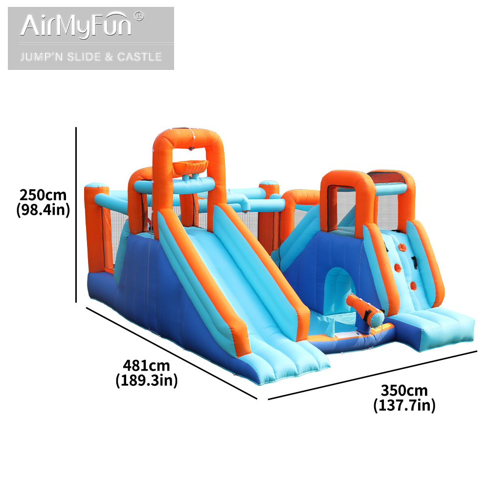AMF | Castillo inflable para el hogar, parque infantil de rociado de agua, interior y exterior, tobogán de rociado pequeño para el hogar, castillo de salto