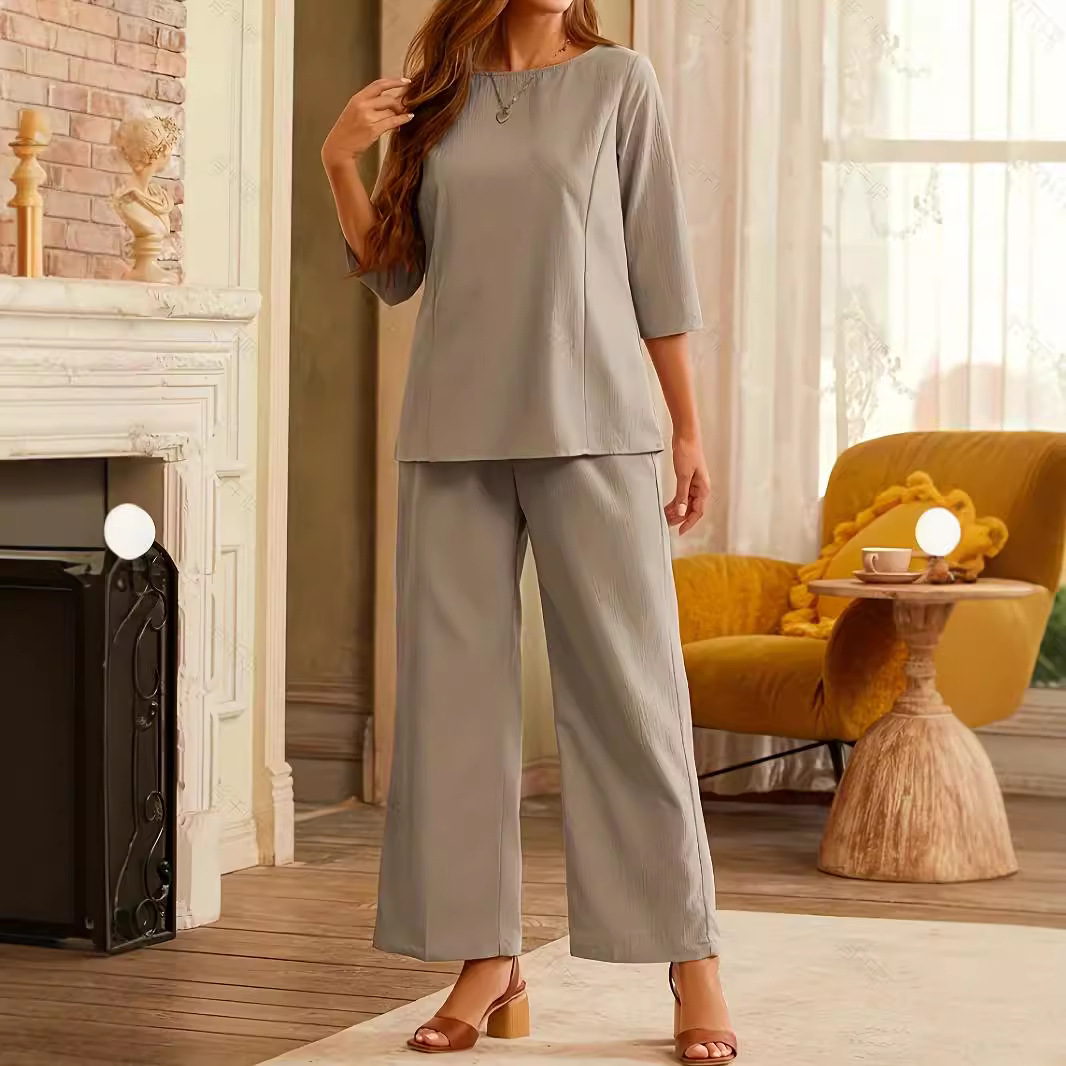 demi-season solid color retro set