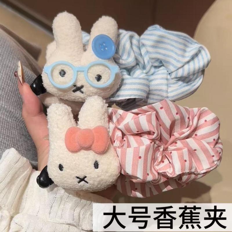 超萌可爱波点大号米菲兔巨显发量香蕉夹后脑勺盘发百搭少女发饰|undefined