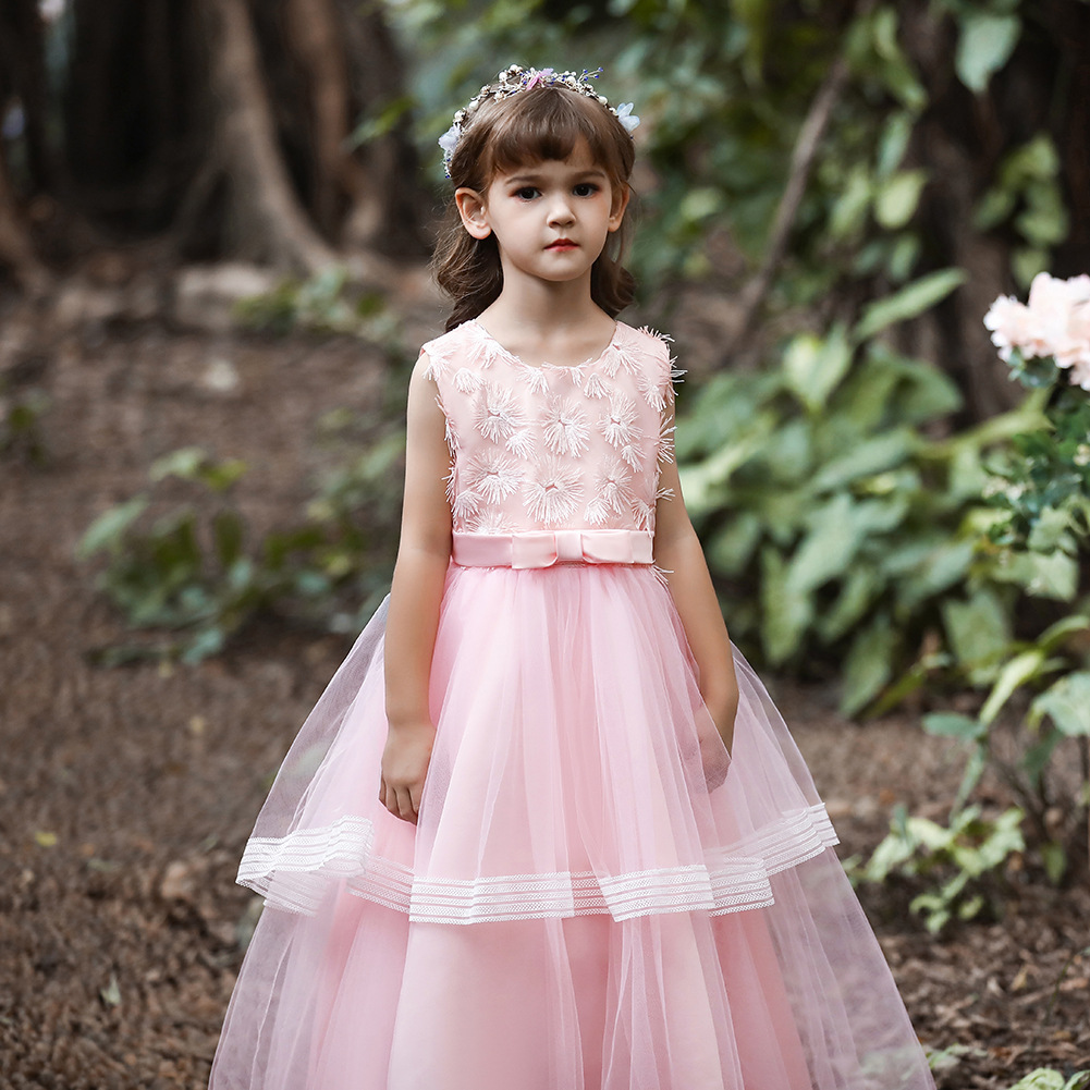 Vestido DE LOS NIÑOS vestido de princesa puffy Vestido largo de la ropa de los niños 61 ropa de rendimiento falda de malla en stock