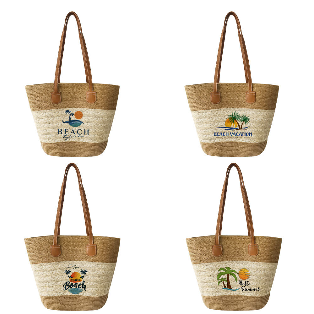 New Large Capacity Straw Woven Sun Protection Bag, Vacation Travel Beach Bag, Women's Woven Shoulder Bag - Thumbnail 5
