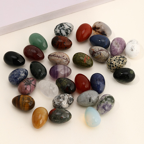 Natural stone pink crystal egg ornaments agate pendant jewelry diy accessories amethyst gemstone crafts cross-border