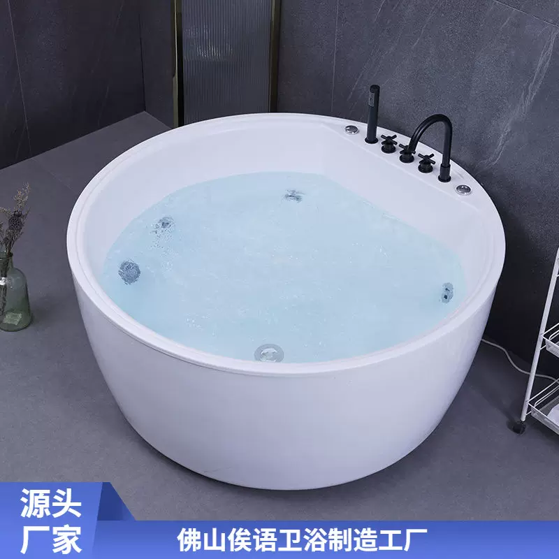 定制现代圆形浴缸冲浪按摩智能欧式酒店民宿独立式浴盆轻奢浴跨境