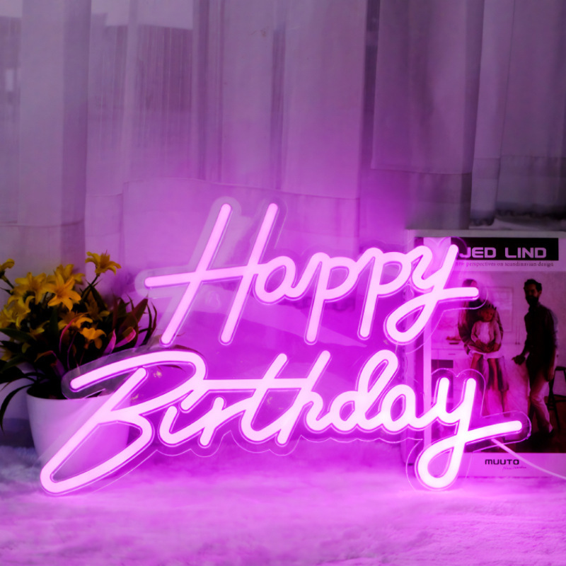ハッピーバースデーレターライト発光文字ネオンライトLED英語happybirthdayアクリルバックライトサイン|undefined