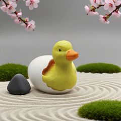 新商品の創意は殻を破ってかわいい樹脂の小さい黄色のアヒルの漫画の装飾品の田園の屋外の盆栽の花園のデスクトップの装飾品です。