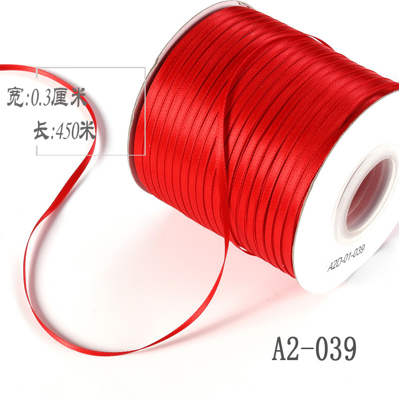 3mm de doble cara cinta de poliéster arco DIY cinta globo cuerda etiqueta grano embalaje fino cinta ropa satén