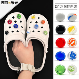 DIY Colorful Beads Translucent Glass Irregular Flat Beads Clogs Shoe Flowers Detachable Shoe Flowers Shoe Buckles